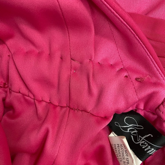 Hot Pink & Iridescent Beads Sleeveless Rouched Bodycon Homecoming Prom Dress S/M - Picture 15 of 16